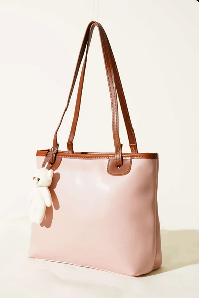 İnce Kulplu Ayıcık Aksesuarlı Çanta Pudra ürün görseli 1