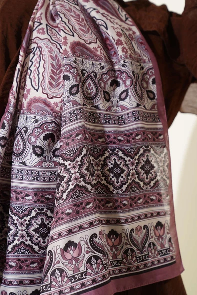 Paisley Rüyası Serisi Şal Gül Kurusu - Resim 4