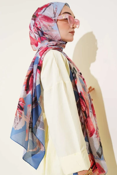 Fırça Desenli Soft Şal İndigo - Resim 3