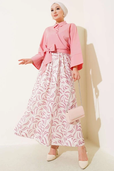 Yandan Bağlamalı Etekli İkili Takım Pudra ürün görseli 1