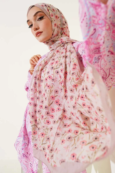 Papatya Desen Bambu Kraş Şal Latte ürün görseli 1