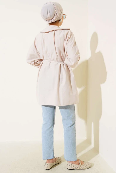 Yarım Düğmeli Nervürlü Tunik Taş - Resim 3