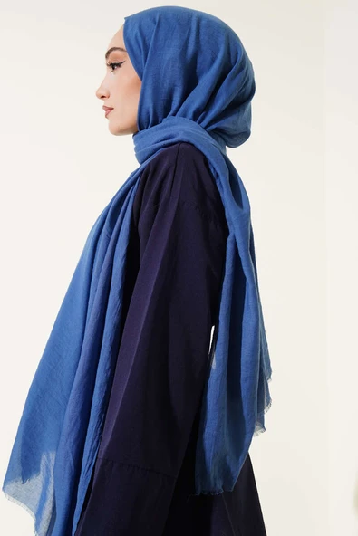 Aya Serisi İnce Pamuk Şal İndigo -160 - Resim 3