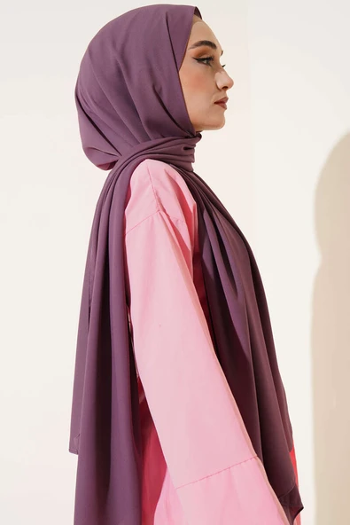 Düz Medine İpeği Şal Lila - Resim 3