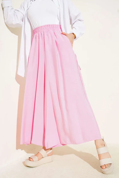 Yandan Cepli Salaş Tensel Pantolon Pembe - Resim 2