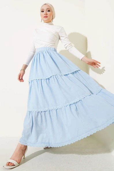 Dantel Detaylı Etek Bebe Mavi ürün görseli 1