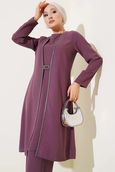 Taş Sıra Detaylı İkili Takım Gül Kurusu - Resim 2