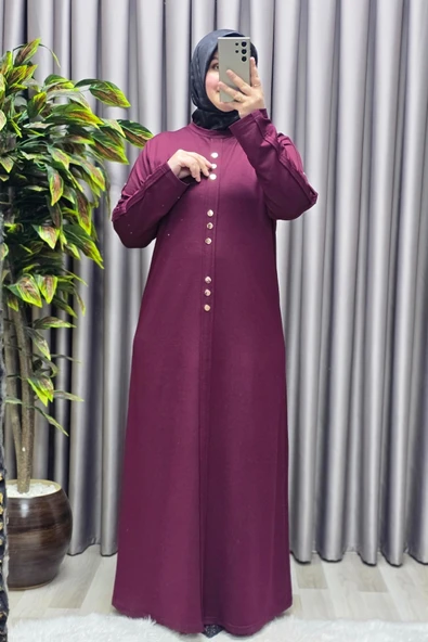 Kadın Giyim Büyük Beden Rivetli Boydan Elbise ürün görseli 1