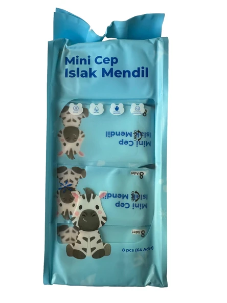 Baysa Alkolsüz Bitki Özlü Mini Islak Cep Mendili - 8'li 80 Paket - Resim 3