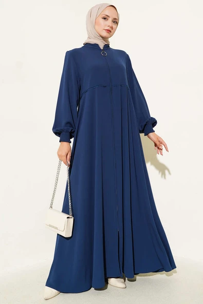 Bileği Gipeli Omuz Vatkalı Büyük Beden Ferace Indıgo ürün görseli