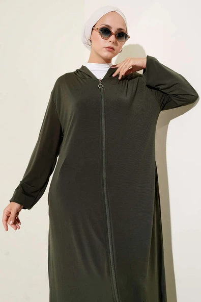 Kolu Lastikli Uzun Kap Haki - Resim 2