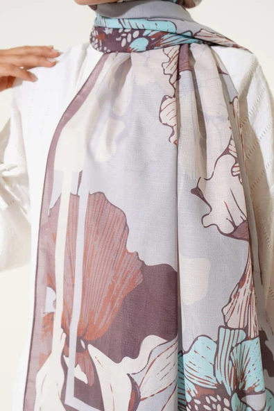 Shelia Desen Lina Şal Soft Kahve - Resim 4