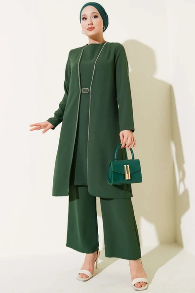 Taş Sıra Detaylı İkili Takım Yeşil ürün görseli 1