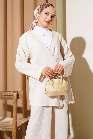 Önü Bağlamalı Müslin İkili Takım Taş - Resim 2