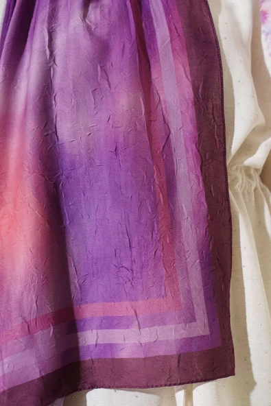 Batik Desen Bambu Kraş Şal Mürdüm - Resim 4