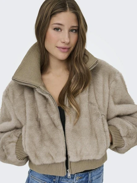 Only Wıckı Lıfe Fur Rıb Kadın Ceket 15349157 - Resim 3