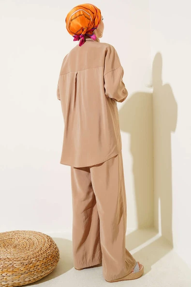 Boncuk İşlemeli Salaş İkili Takım Latte - Resim 3