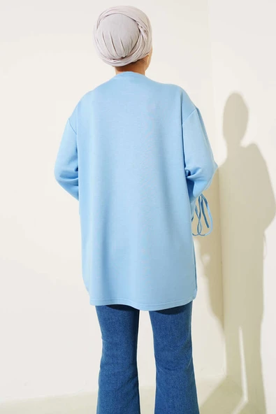 Loyşa Bilek İp Bağlamalı Tunik Mavi - Resim 3