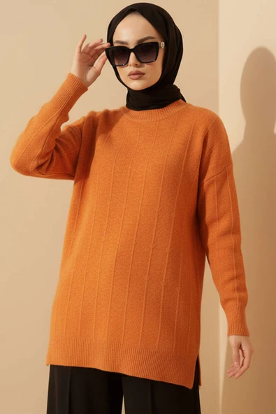 Damla Desen Yumoş Triko Kazak Oranj ürün görseli