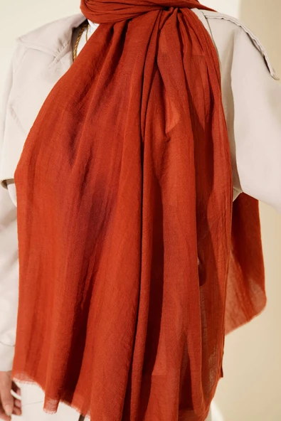 Aya Serisi İnce Pamuk Şal Kiremit -98 - Resim 4