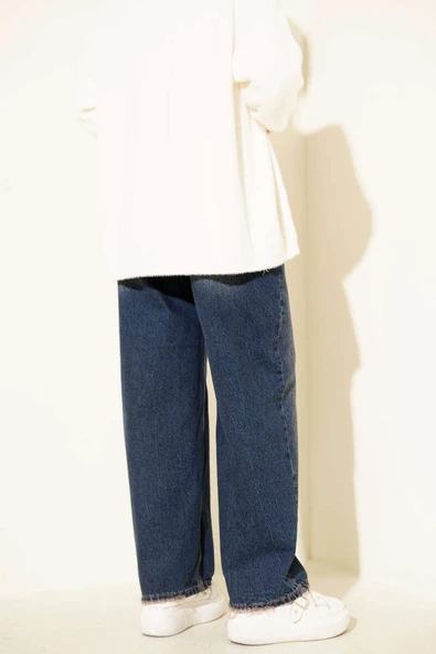 Paça Püskül Detaylı Baggy Pantolon Koyu Mavi - Resim 3