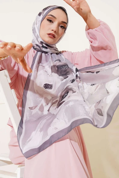 Retro Rose Desen Şal Vizon ürün görseli 1