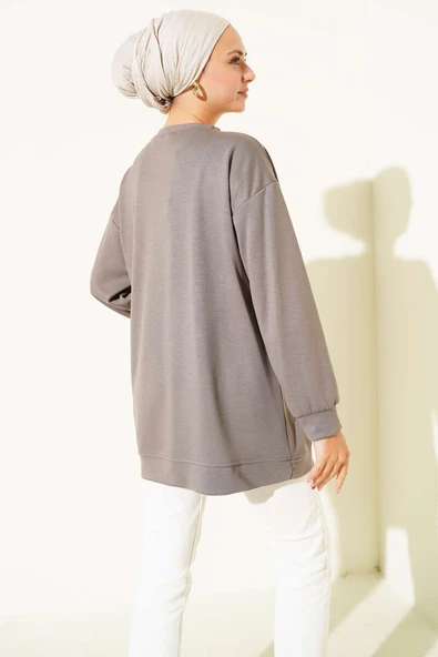 Kiraz Salkım Detaylı Tunik Vizon - Resim 3