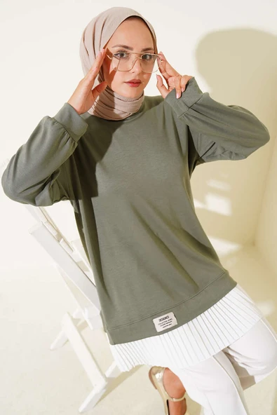 Loyşa Eteği Pileli Tunik Haki