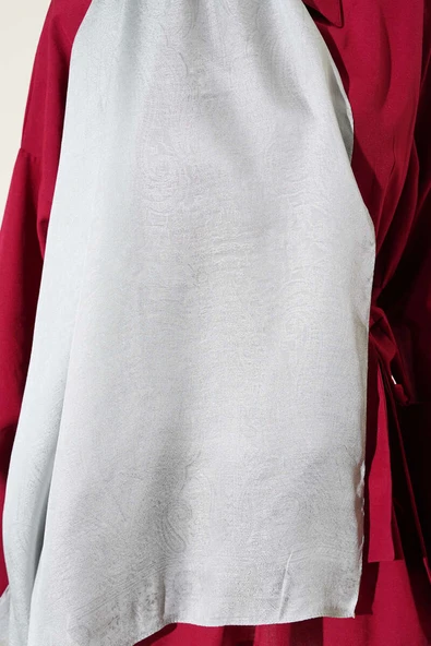 Paisley Desen Shine Line Şal Gümüş - Resim 4