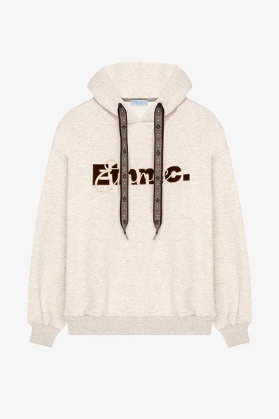 Quzu Kapüşonlu Kordon Detaylı Kadın Sweatshirt ürün görseli