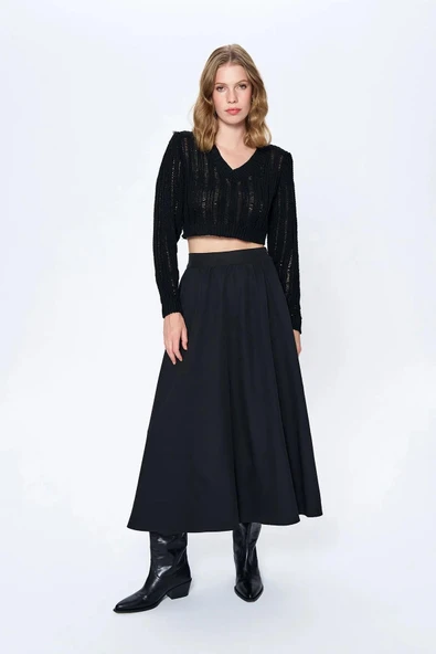 Quzu V Yaka Vatkalı Kadın Kazak - Resim 3