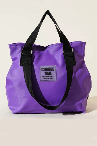 Arma Detaylı Yan Çıtçıtlı Çanta Mor - Resim 2