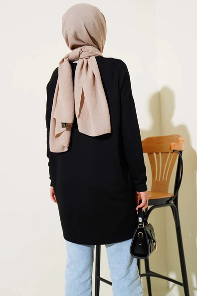 Kalp Detaylı Basic Tunik Siyah - Resim 3