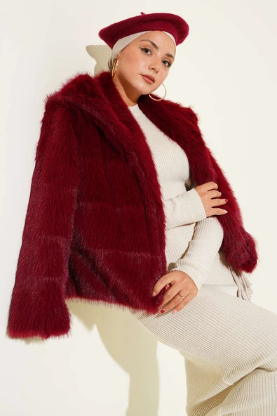 Astarlı Kürk Mont Bordo