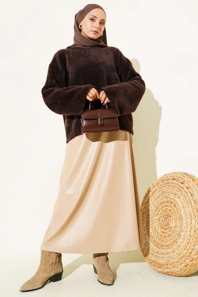 Salaş Sakallı Basic Triko Kazak Kahve - Resim 2