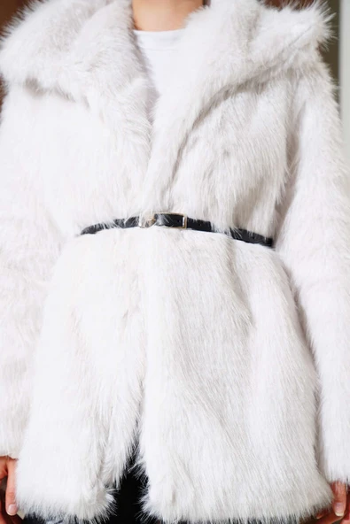 Madonna Yaka Kemerli Kürk Mont Taş - 4