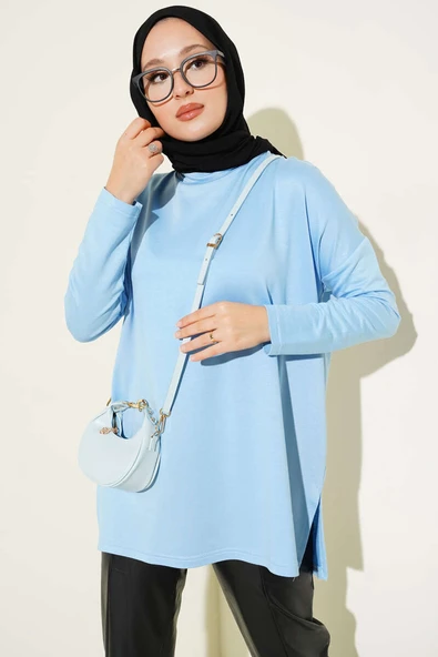 Kalp Detaylı Basic Tunik Mavi ürün görseli