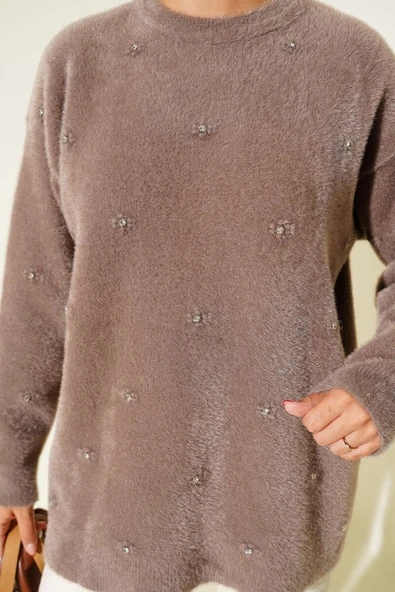 Taş Detaylı Sakallı Kazak Vizon - 4