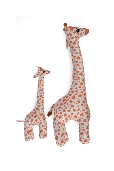 Peluş Zürafa 2’li Set Büyük ve Orta Boy Uyku Arkadaşı Dekoratif Hediyelik Oyuncak - 5