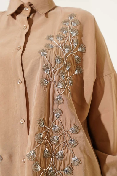 Boncuk İşlemeli Salaş İkili Takım Latte - Resim 4