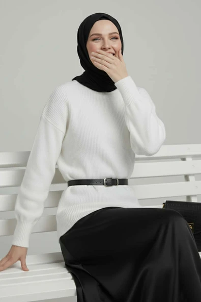 Oversize Triko Kazak Ekru ürün görseli 1