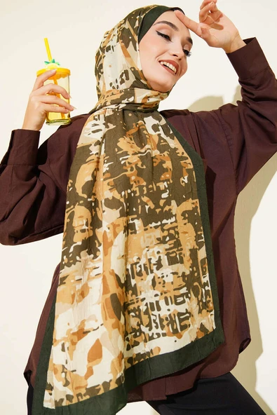 Kamuflaj Desenli Bambu Kraş Şal Haki -05 ürün görseli 1