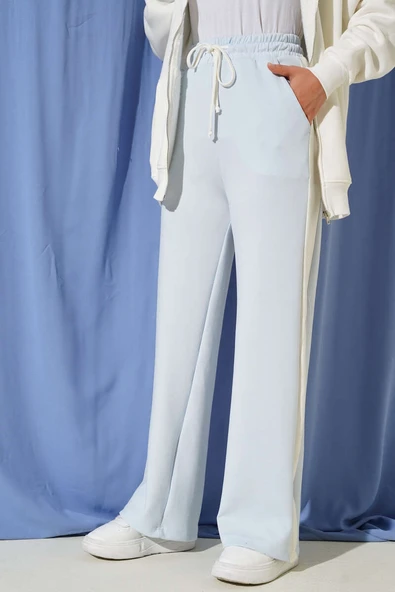 Loyşa Yan Şeritli Bel Lastikli Pantolon Bebe Mavi ürün görseli 1