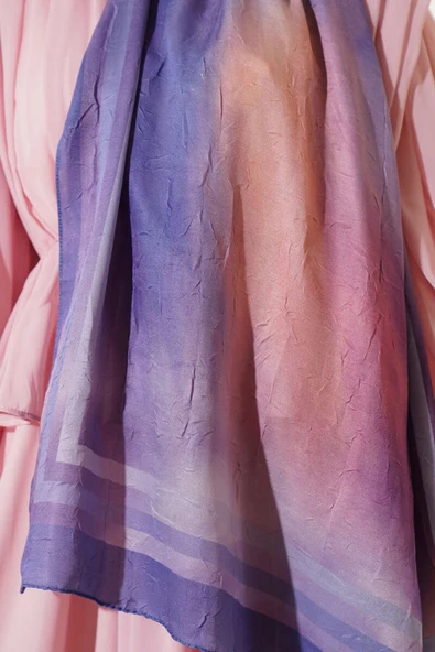 Batik Desen Bambu Kraş Şal Lavanta - Resim 4