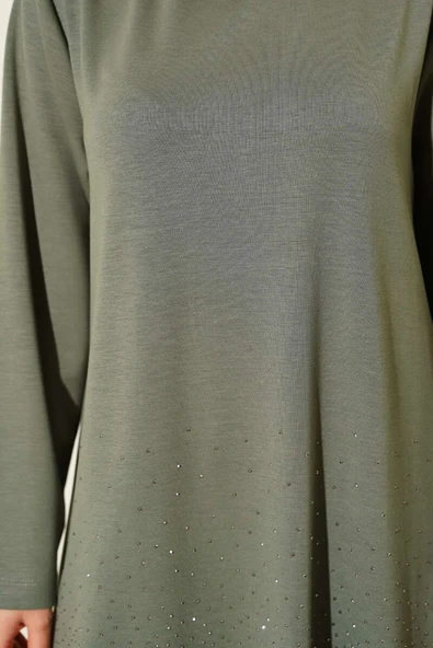 Loyşa Mini Taş Süslemeli İkili Takım Çağla Yeşili - Resim 4