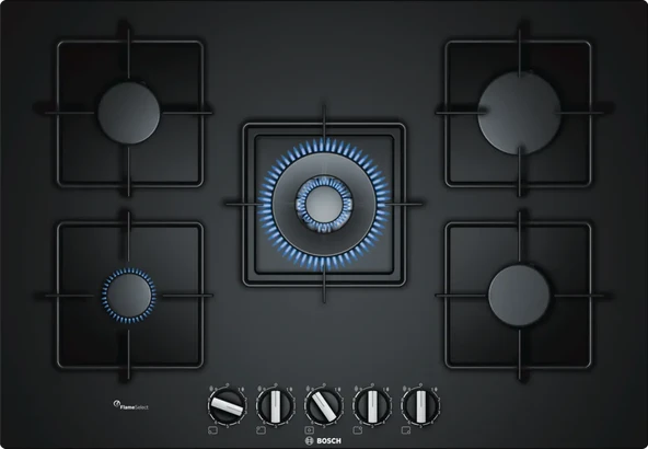 Bosch PPQ7A6B10 75 cm Doğalgazlı Woklu Siyah Cam Ankastre Ocak