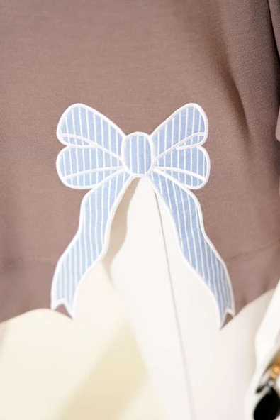 Loyşa Kurdele Nakış Detaylı Tunik Vizon - Resim 4