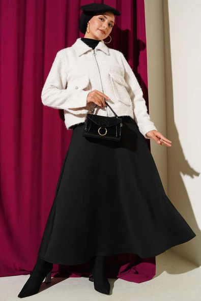 Çift Cepli Fermuarlı Kısa Ceket Bej - Resim 2