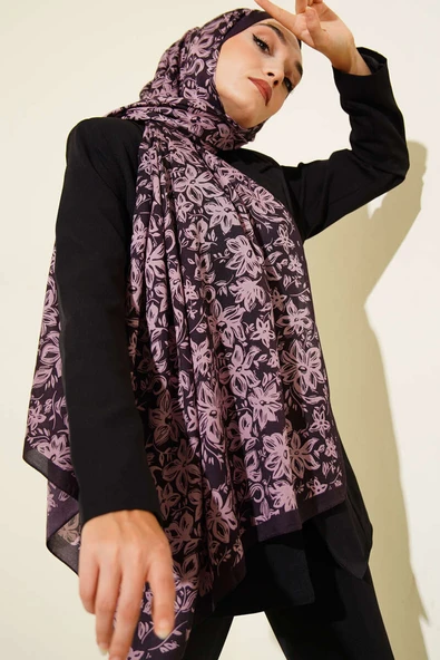 Liora Desenli Soft Şal Mürdüm -15 ürün görseli 1