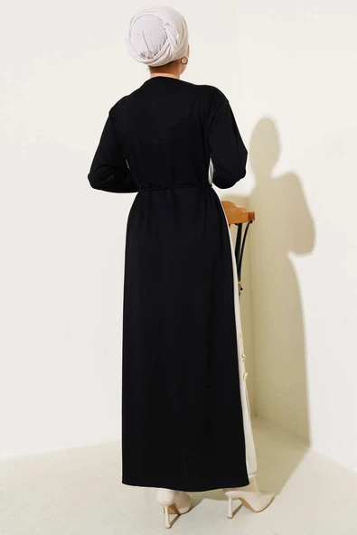 Garnili İp Kuşaklı Loyşa Elbise Siyah - 3